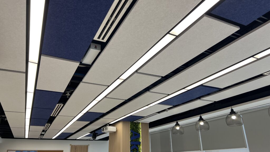 acoustic baffle ceiling flat horizontal polyester board