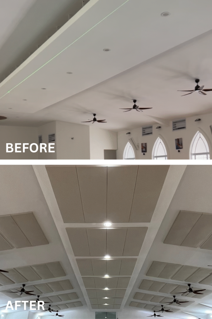 church acoustics before after treatment Malaysia