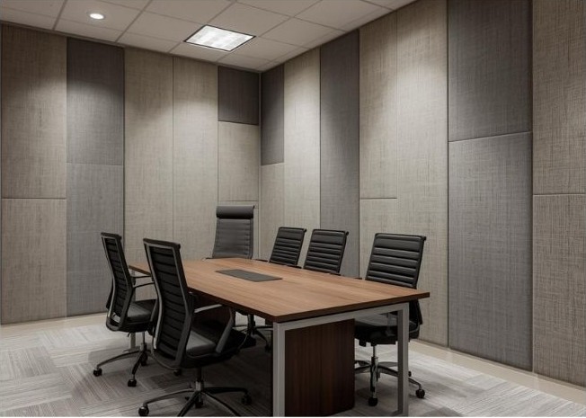 Office acoustic panels reducing echo and improving speech clarity